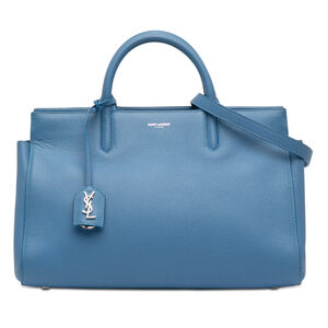 Pre-Loved Saint Laurent Small Grained Calfskin Cabas Rive Gauche Satchel